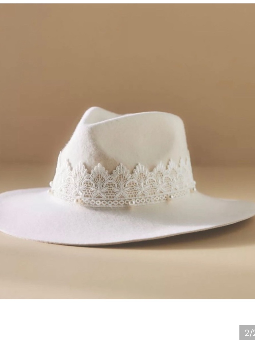 San Diego Hat Company Cream Lace-Trim Felt Fedora